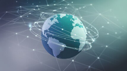 A beautifully rendered 3D globe surrounded by glowing network lines, symbolizing global connectivity and technology.