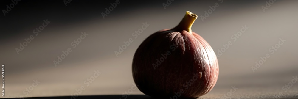 Poster fresh fig placed on a textured surface illuminated by soft light