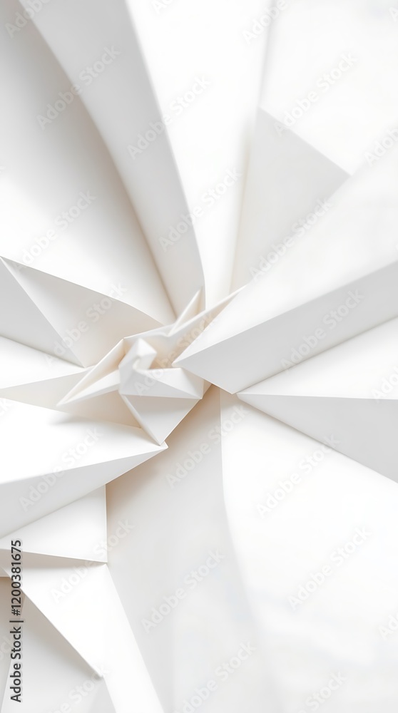 Poster intricate white origami patterns create a mesmerizing abstract design