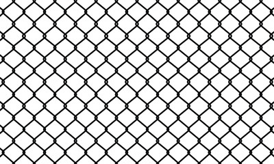 Fototapeta premium Seamless chain link fence on snow background.