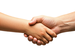 Family shaking hands. shaking hand on white isolated background.