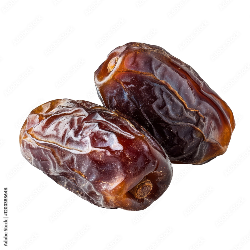 Poster dried date fruits isolated on a transparent background showcasing their natural texture and color fo