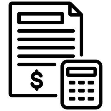 black line art document and calculator clip art preview