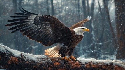 Majestic Bald Eagle in Winter Wonderland