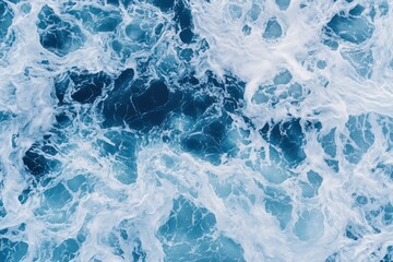 Fototapeta premium Ocean Waves Abstract: A Serene Blue Symphony