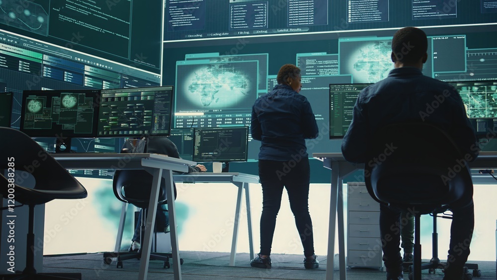 Poster governmental hacking group targeting sensitive information through high tech cyber attacks, digital 