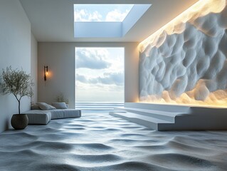 Acoustic Isolation Room with Textured Walls and Ambient Lighting