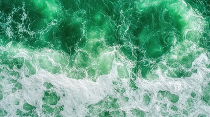 Fototapeta premium Emerald Ocean Waves: Aerial View of Turquoise Water