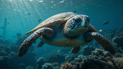 Fototapeta premium sea turtle swimming