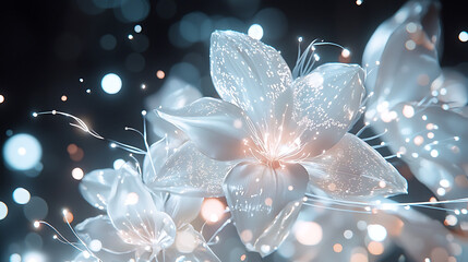 Obraz premium stunning macro photograph of luminous flowers with ethereal glow and delicate details, creating magical atmosphere