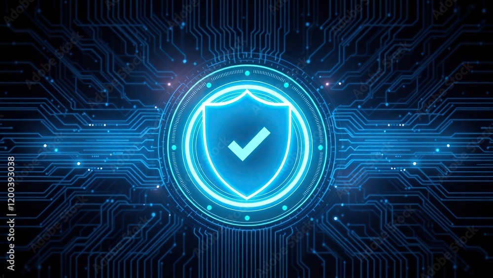 Poster digital shield representing data security and protection