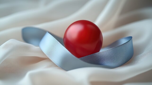 Hand Holding Blue Ribbons with Blood for Diabetes Awareness