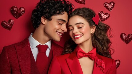 Love blossoms as two hearts unite in a tender embrace, capturing a moment of joy and connection on Valentine's Day.