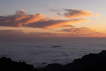 tramonto in montagna al roque nublo