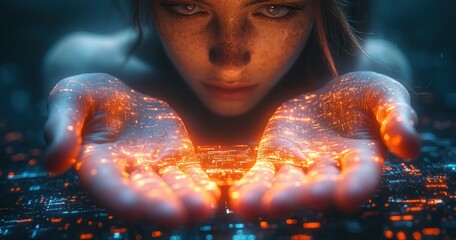 Cybersecurity Holographic Lock Digital Environment Businessman Data Protection