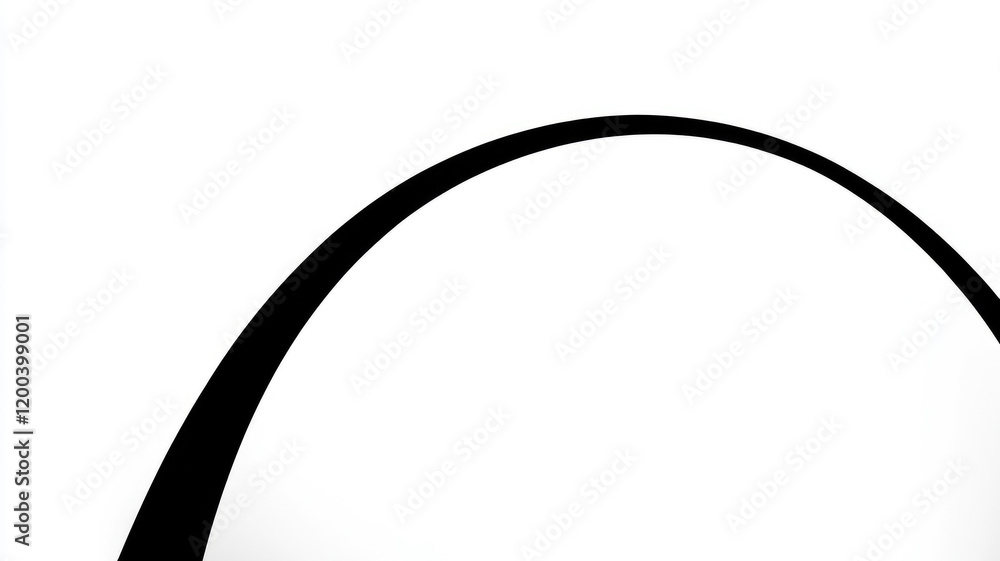 Poster minimalistic image of black curved line on white background