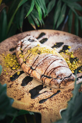 Homemade chocolate calzone