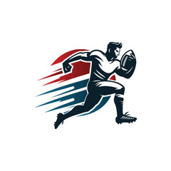 Obraz premium Rugby Player Logo Vector Illustration