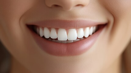 Fototapeta premium Radiant Smile: A Close-Up of Perfect Teeth and Glowing Lips