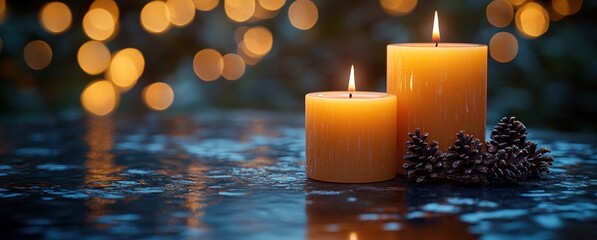 All Saints Day Celebration with Bokeh Candles and Glowing Light Effect for Solemn Religious Tradition