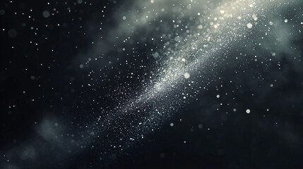 Dark background with glittering stardust forming an elegant misty trail creating a mystical and ethereal cosmic aesthetic
