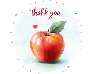 Red Apple Thank You Teacher Appreciation Week School Banner Graphic Design with Hearts