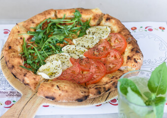 Homemade baked traditional Italian pizza 
