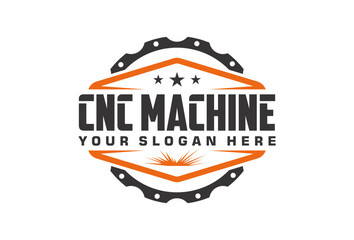 CNC Lathe machine Logo Computer Numerical Control modern 3D cutting technology logo design template vector 6