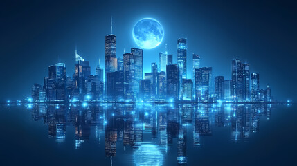 Obraz premium futuristic glowing cityscape