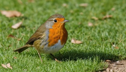 robin on a grass