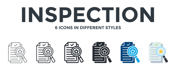 Inspection Icon In Different Style Vector Illustration. Designed In Thin Line, Regular Line, Bold Line, Glyph, Color Fill, And Flat Style Can Be Used For Web