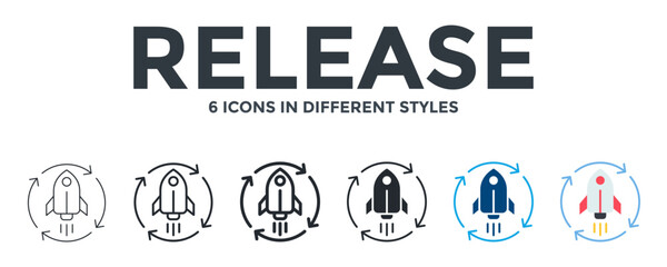 Release Icon In Different Style Vector Illustration. Designed In Thin Line, Regular Line, Bold Line, Glyph, Color Fill, And Flat Style Can Be Used For Web
