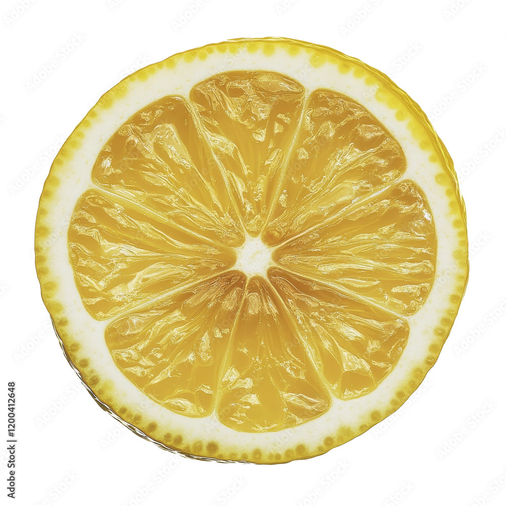Poster a fresh slice of lemon isolated on a clean transparent background for culinary and visual presentati