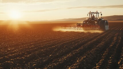 An ultra detailed, photorealistic image of a futuristic seeding machine planting crops in a barren