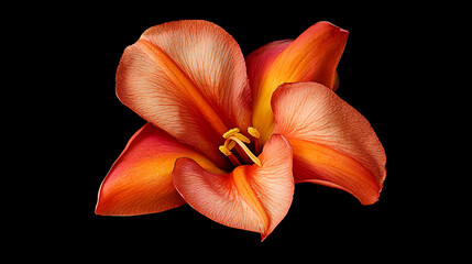 Fototapeta premium vibrant macro shot of Canna indica flower showcasing its stunning orange and red petals, highlighting intricate details and textures