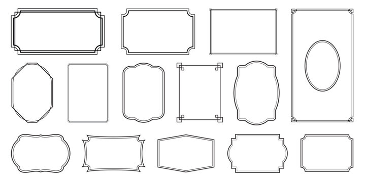Set of simple line frames with double stroke, vector borders and frames. Collection of blank templates to decorate text..eps