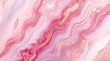 Abstract marble texture with pink, white, and gold flowing patterns. Fluidity and elegance. Love in motion. Romantic beauty.Luxury Valentine&rsquo;s backdrop for branding, cards, or wedding invitations.