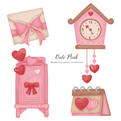 Cute pink february vibes love heart clipart