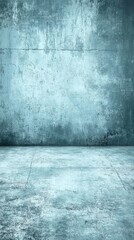 Fototapeta premium Blue grunge wall, floor studio background