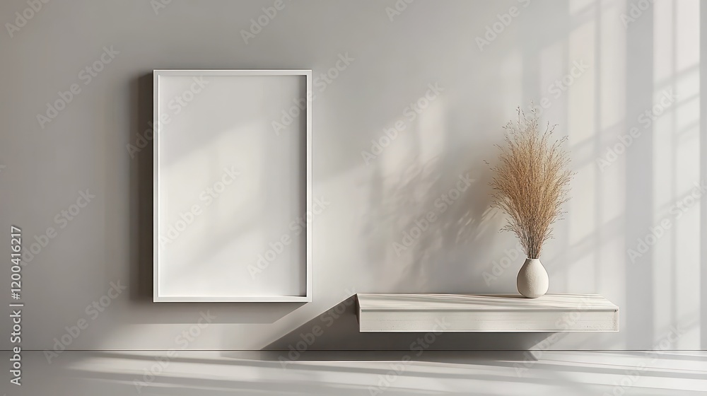Poster minimalist open box packaging mockup on soft gray background for branding and presentation