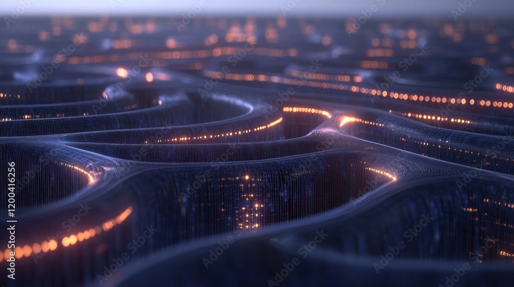 Aufkleber abstract digital network: glowing pathways of data