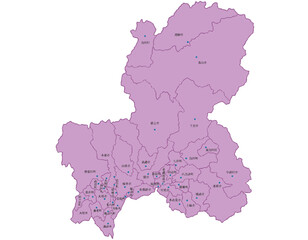 岐阜県　紫　地図　斑点　イラスト