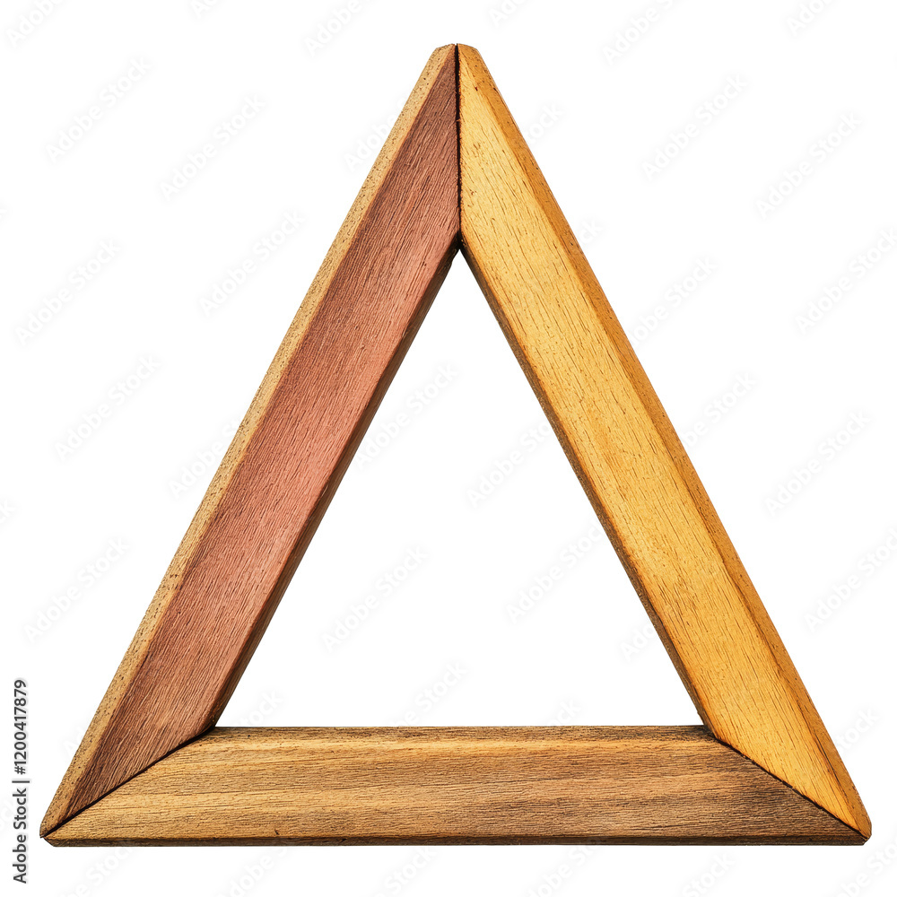 Poster wooden triangular shape displayed against a clean transparent background for art and design inspirat
