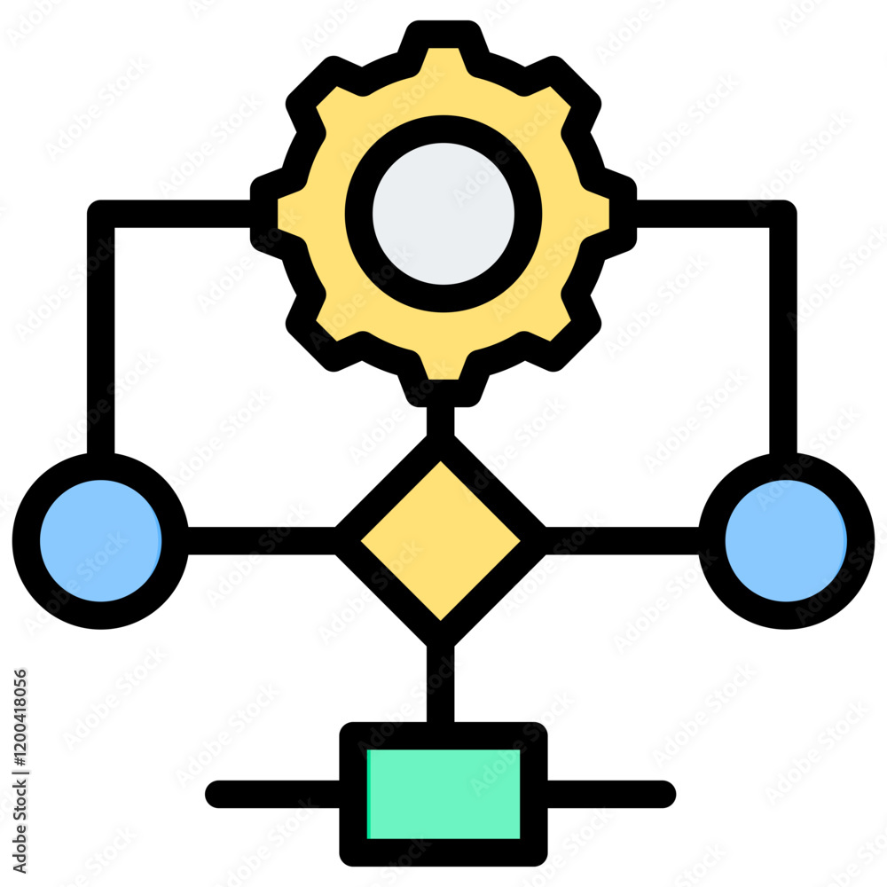 Poster Algorithm Outline Color Icon