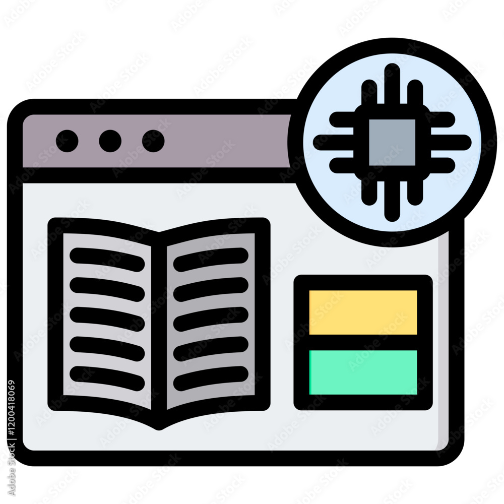 Poster machine learning outline color icon