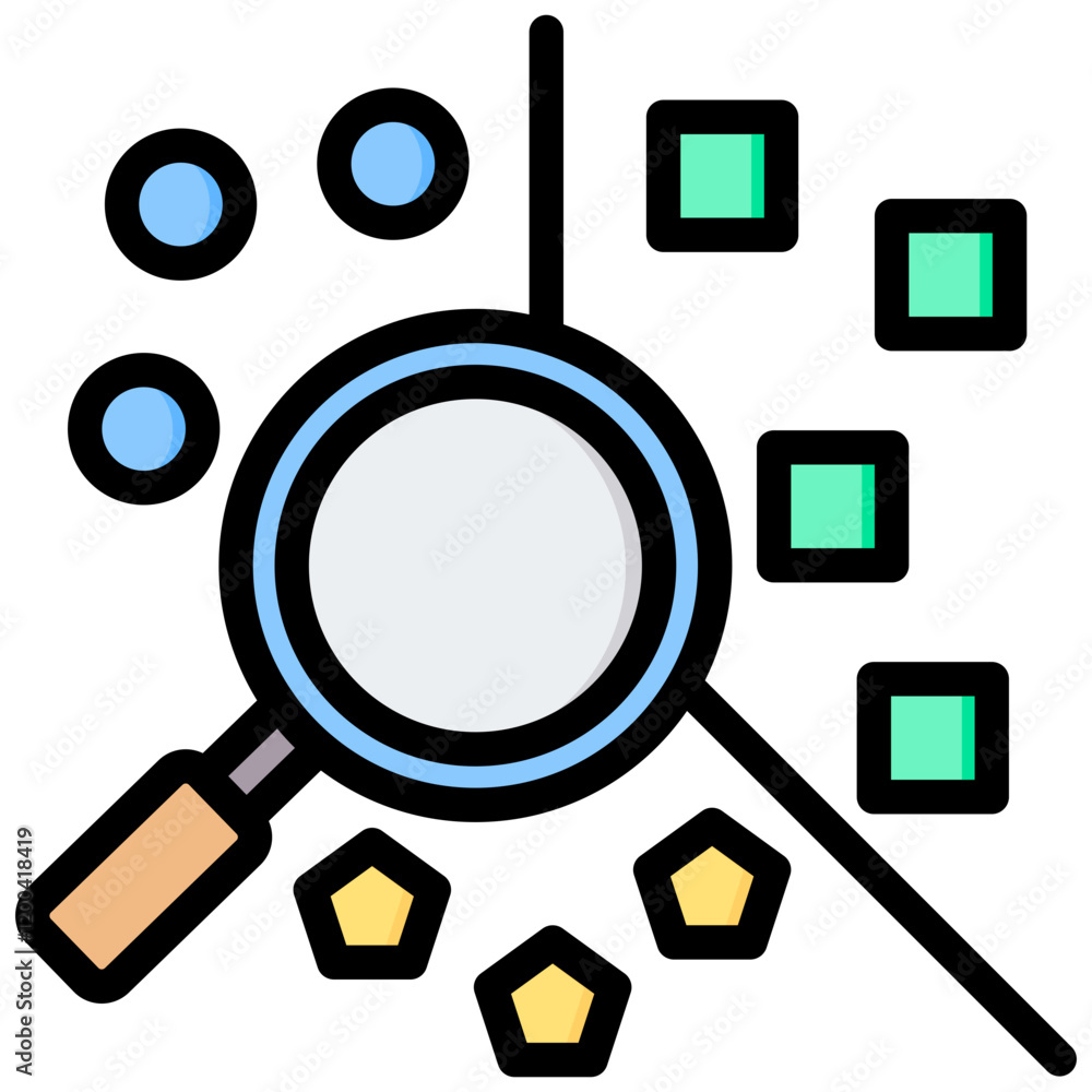 Poster cluster analysis outline color icon