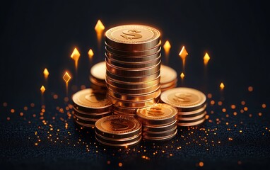 Gold Coins Pyramid Growth Finance Business Increase Profit Investment Wealth Economy Analysis