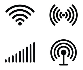 wifi signal icon set. wireless sign for remote internet access. Wireless and Network symbols. wifi icon for app, ui and website. mobile signal icon. vector illustration on transparent background