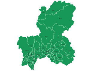 岐阜県　グリーン　地図　斑点　イラスト