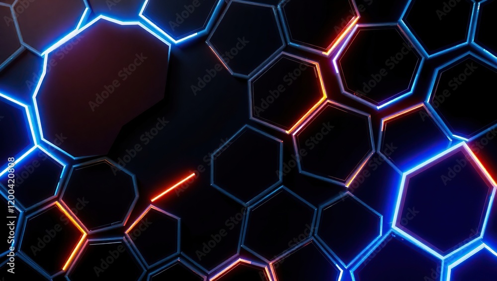 Poster illuminated hexagonal pattern abstract design
